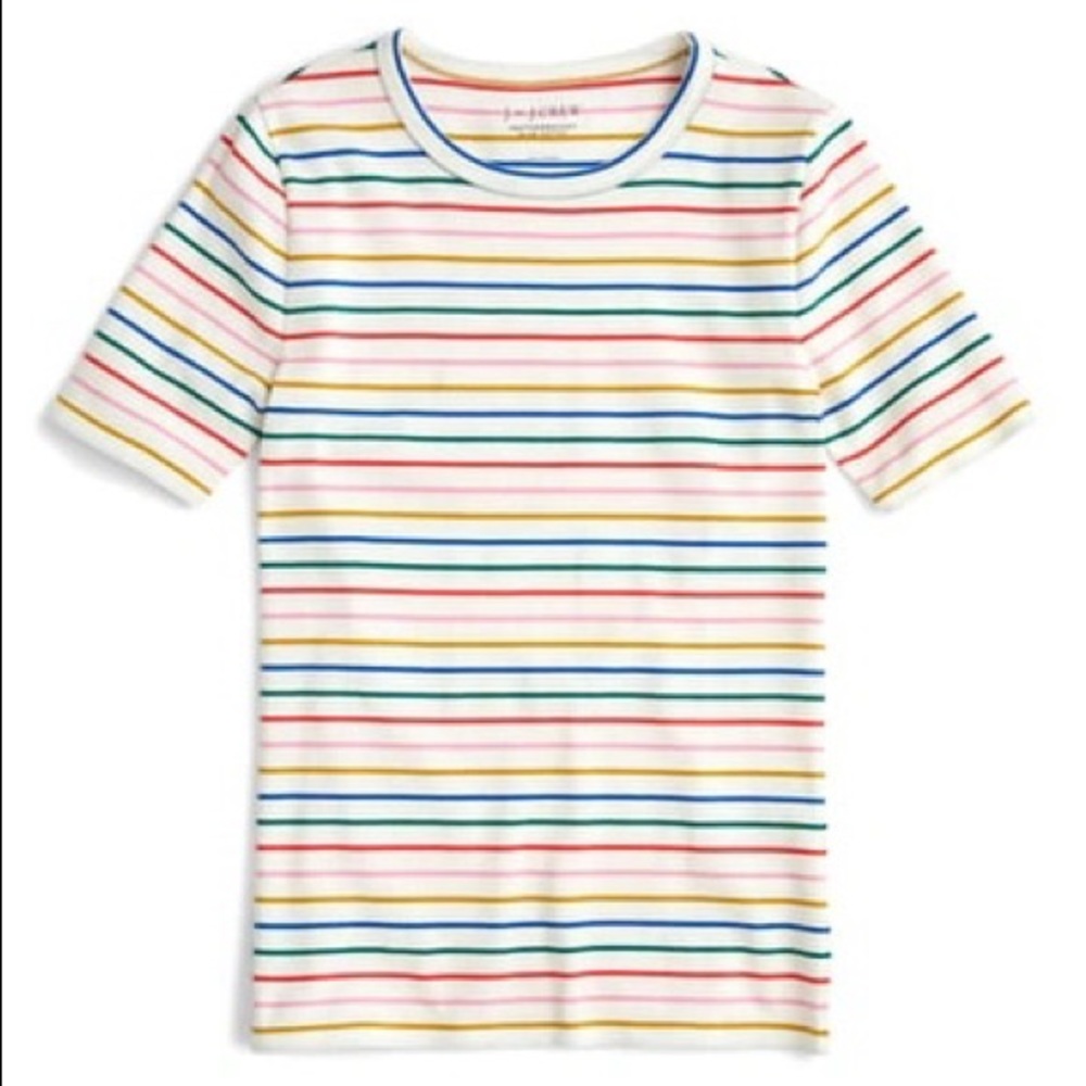 J Crew Perfect Fit Tee In Candy Stripe Rainbow